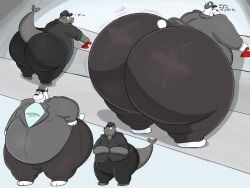 2boys anthro ass bear big_ass big_butt colossal_ass conductor enormous_ass gdilf gigantic_ass gigantic_butt gilf gramps_(megacoolbear) huge_ass huge_butt hyper_ass large_ass male male_only massive_ass megacoolbear_(artist) seal size_difference thick_thighs train_conductor white_fur wide_hips