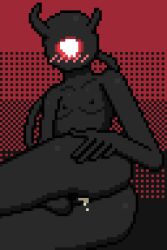 ass balls ballsack blush blush cable cum cum_in_ass cum_inside cyclops demon femboy horn horns itsempty magic_survival nipples pixel_art thick_thighs thighs