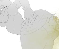 1girls ass bent_over big_ass big_butt billdenovo clothed clothing dress fart fart_cloud fart_fetish farting female female_only gloves grabbing_own_ass leaning_forward looking_back mario_(series) nintendo one_eye_closed panties princess_daisy simple_background sketch solo solo_female standing thick_thighs torn_clothing uncolored underwear