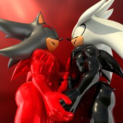 3d_(artwork) anthro ass big_butt blender_(software) blender_cycles closed_eyes clothing condom_suit duo eggsaladsandwich eulipotyphlan frottage handjob hedgehog hi_res latex male male/male mammal masturbation moan penile red_background rubber rubber_clothing rubber_suit sega sex shadow_the_hedgehog silver_the_hedgehog simple_background sonic_(series) sonic_the_hedgehog_(series) thick_thighs tight_clothing