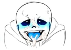 2016 animated_skeleton blowjob_pov blue_blush blue_tongue blush clothed cum cum_on_face heart_eyes male_pov pov sans sans_(undertale) semen_on_face skeleton suckmytrombone tongue tongue_out undead undertale undertale_(series)