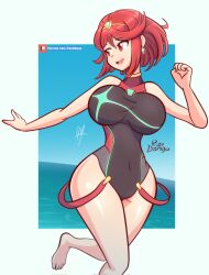 1girls alternate_costume core_crystal female female_only nintendo pyra raydango solo swimsuit xenoblade_(series) xenoblade_chronicles_2