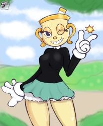 clothed cuphead_(game) female ms._chalice outside solo souley69 the_cuphead_show thighs toony