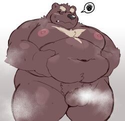 12beat13 2023 absurd_res anthro balls bear belly big_belly black_nose closed_eyes eyewear genitals glasses hi_res kemono male mammal moobs musk navel nipples overweight overweight_male penis pubes solo