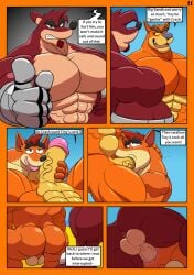 3boys abs activision anal anal_sex anthro bandicoot bara comic comic_page crash_(series) crash_bandicoot crunch_bandicoot fellatio full_color furry furry_male gay group hi_res male male/male male_only mammal marsupial muscular muscular_male oral pecs penetration penile sex slash876 tiny_tiger trio yaoi