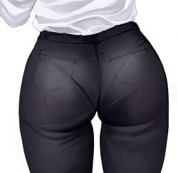 1girls ass ass_focus bellone big_ass black_pants bottomwear chainsaw_man dat_ass female female_only huge_ass makima_(chainsaw_man) pants pantylines rear_view shirt solo tagme thigh_gap thighs topwear white_shirt