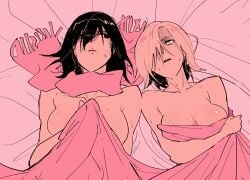 2girls after_sex annie_leonhardt asian asian_female attack_on_titan black_hair black_hair_female blonde_female blonde_hair blonde_hair_female breasts cleavage dark_hair female female/female female_only human human_only in_bed lesbian lesbians mikannie mikasa_ackerman multiple_girls navel nude nude_female nudity phenomena phone rivals scarf shingeki_no_kyojin tagme topless yuri