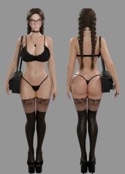 1girls 3d 3d_(artwork) amulet bag beer beer_can black_bra black_choker black_glasses black_heels black_panties black_shoes black_thong black_underwear blender blender_eevee bra braid braided_hair braided_ponytail braided_twintails braids brown_hair brown_socks choker cute ear_piercing earrings female female_focus female_only from_behind glasses green_eyes handbag heels high_heels huge_ass huge_breasts leather_bag lingerie lip_piercing lip_ring long_socks looking_away looking_offscreen lots_of_jewelry necklace nose_blush nose_piercing nose_ring original_character osimai panties ring ring_piercing runa_(osimai) socks stockings tall_girl thigh_gap thigh_highs thighhighs thong twintails underwear variant