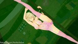 blonde_hair boku_no_hero_academia koikatsu lingerie milf mitsuki_bakugou my_hero_academia perfect_idiot see-through_clothing standing_split stripper_pole thighhighs