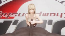 1boy 1boy1girl 1girls 3d 3d_animation animated blender blender_(software) blender_eevee blonde_female blonde_hair dark-skinned_male dark_skin dead_or_alive dead_or_alive_5 dead_or_alive_5_last_round eye_contact fave_rando hand_on_penis handjob marie_rose nude nude_female nude_male pov pov_eye_contact small_breasts smaller_female tagme video