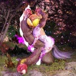 3d ahe_gao backed_up_cum balls breasts_bigger_than_head centaur centaur_futanari centauress cock_between_breast crystal cum cumming diphallia diphallism fondling_breast futa_centaur futanari glowing_eyes hyper hyper_balls hyper_breasts hyper_genitalia hyper_penis large_nipples magic outdoors pent_up puffy_lips puffy_nipples purple_hair purple_tail rolling_eyes scar screwthename self_fondle tessa_atelier yellow_eyes