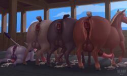 absurd_res after_sex animal_genitalia animal_penis anthro anus asinus ass ass_up balls bent_over big_balls big_butt big_penis black_body black_hair blarf blonde_hair blue_eyes blue_hair blush bodily_fluids brown_body brown_hair brush bucket cleaning clothing container cum cum_drip cumshot day donkey dripping ejaculation equid equine equine_anus equine_genitalia equine_penis erection excessive_cum excessive_genital_fluids farm feral gaping gaping_anus genital_fluids genitals grey_body group hair hi_res hooves horse huge_balls huge_butt huge_cock humanoid looking_back looking_down lube lube_on_butt lying male mammal markings mottled mottled_genitalia mottled_penis nude on_front overalls penis presenting presenting_hindquarters puffy_anus raised_leg retracted_balls slime spots spotted_body spread_anus spreading stable standing swinging_penis tagme tail vein veiny_penis wet wet_anus