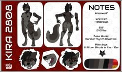 android anthro ass athletic bittervow black_body black_border black_fur black_hair black_nose black_sclera border breasts canid canine canis clitoris color_swatch digitigrade ear_piercing english_text fangs female female_werewolf fur genitals grey_body grey_fur growling hair headshot_portrait hi_res kira_2808 limbs machine mammal markings model_sheet muscular mythological_canine mythological_creature mythology navel nipples notes open_mouth pawpads paws piercing portrait pussy red_eyes robot sabertooth_(anatomy) smile snarling solo teeth text tongue tongue_out werecanid werecanine werecreature werewolf wide_hips wolf