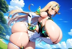 1girls ai_generated big_ass big_breasts blonde_hair breasts_bigger_than_head bubble_ass bubble_butt curvaceous curvy_female earrings habit_sagon hand_on_hip huge_ass large_breasts light-skinned_female light_skin long_hair looking_at_viewer miniskirt monolith_soft mythra_(xenoblade) nintendo outdoors pawg side_view standing thick thick_ass thick_thighs voluptuous voluptuous_female wide_hips xenoblade_(series) xenoblade_chronicles_2