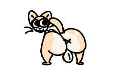 2d_animation aliasing animated anus ass ass_clapping bababooey_(nxyitn) backsack balls big_butt digital_media_(artwork) felid feline floating_whiskers fur genitals glistening glistening_butt huge_butt looking_back loop male mammal multicolored_body multicolored_fur nxyitn seamless_loop simple_background solo tail tail_motion teasing teasing_viewer thick_thighs twerking whiskers x_anus