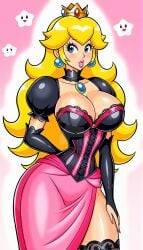 2025 ai_generated blonde_female blonde_girl blonde_hair_female blue_earrings blue_eyes deviantart golden_crown hand_on_back hand_on_leg jewel_on_chest large_breasts meta nintendo not_porn onepieceaipro pink_cheeks pink_fingernails pink_lipstick princess_peach sexy.ai sexy_dress sexy_female super_mario_bros.