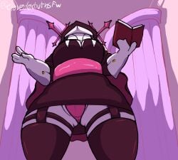 alternate_version_available ass big_thighs book breasts clovedex_(artist) cross down_angle down_view female female_only gloves high_socks latex latex_clothing nun nun_hat nun_outfit panties pov pussy_visible_through_panties religious_symbols sarvente_(dokki.doodlez) sarvente_(friday_night_funkin) skirt socks