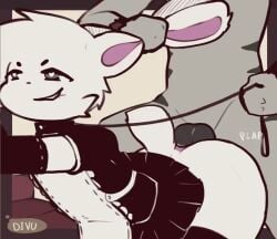anal anal_sex animal_genitalia animal_penis animated anthro anthro_on_anthro anthro_penetrated anthro_penetrating anthro_penetrating_anthro biped bite biting_lip canine_genitalia canine_penis clothing divucup duo ear_grab erection eyebrows genitals grey_eyes heart_eyes heart_symbol knot lagomorph leporid maid_uniform male male/male male_penetrated male_penetrating male_penetrating_male mammal nude penetration penile penile_penetration penis rabbit sex sound_effects standing standing_sex uniform