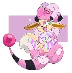 absurd_res balls blush bodily_fluids chair_position clemmy_the_flaaffy clothing cum cum_in_pussy cum_inside dipstick_ears dipstick_tail duo ear_markings eevee eyewear fan_character female feral flaaffy fluffy footwear from_behind_position fur generation_1_pokemon generation_2_pokemon genital_fluids genitals glasses gloves_(marking) happy happy_sex hi_res leg_markings looking_pleasured looking_up looking_up_at_partner male male/female markings multicolored_ears neck_tuft nintendo penetration penis pokemon pokemon_(species) pussy sex simple_background socks socks_(marking) strawberryvixen tail tail_markings tapering_penis tuft vaginal_penetration vaginal_penetration vivi_(vivee) wearing_glasses