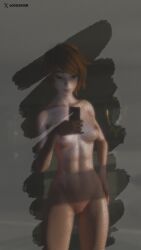 1girl 1girls 3d 3d_render abs after_shower april_o'neil bathroom blender blender_cycles fortnite mirror_selfie naked naked_female shower the_godseeker