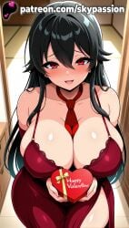 1girls 2025 ai_assisted ai_generated akame_(akame_ga_kill!) akame_ga_kill! anime artist_name bare_shoulders big_breasts big_chest black_hair blush box breasts bust busty candy chest chocolate choker cleavage clothed_female collarbone dress earrings female_focus female_only gift gift_box hair_between_eyes heart heart-shaped_box heart-shaped_chocolate hi_res high_quality high_resolution highres holding_box holding_gift incoming_gift indoors jewelry large_breasts long_hair looking_at_viewer open_mouth patreon patreon_username red_choker red_dress red_eyes romantic romantic_ambiance skypassion smile solo stable_diffusion valentine watermark