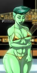 1girls alien alien_girl bikini breasts d'vana_tendi female female_only gold_bikini green_eyes green_hair green_skin looking_at_viewer nipple_bulge png solo star_trek star_trek_lower_decks swimsuit tattoo thebigbadwolf01 thick_thighs wide_hips