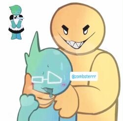 1boy1girl 1girls 1nonbinary ahe_gao ahegao ahegao_face blue_body blue_skin blush blush_lines choking choking_while_penetrating frutiger_aero glasses green_body green_skin hands_on_neck instagram_username maid maid_dress maid_outfit maid_uniform male male/female movement_lines multicolored_body multicolored_skin nonbinary oc orange_body orange_skin original_characters penetration saliva saliva_drip saliva_on_tongue saliva_string saliva_trail shaking sharp_teeth smile smiling smirk smirking steam steamy_breath sweat sweatdrop sweating tongue tongue_out yellow_body yellow_skin zombsterrr