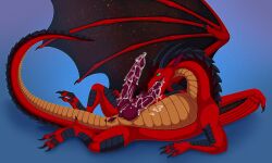 2_penises animal_genitalia animal_penis anus autofellatio big_penis bodily_fluids cloudspotter_(character) cum cum_in_mouth cum_in_own_mouth cum_in_self cum_inside cum_on_penis dragon drinking drinking_cum erection european_mythology feral genital_fluids genitals hemipenes hi_res horn intersex knot knotted_penis lying maleherm masturbation membrane_(anatomy) membranous_wings multi_genitalia multi_penis mythological_creature mythological_scalie mythology nightwing_(wof) nude on_back oral oral_masturbation oral_penetration orgasm penetration penile penile_masturbation penile_penetration penis pussy r-z re-re red_body red_scales scales scalie skywing_(wof) solo tail tongue western_dragon wings wings_of_fire zetsin