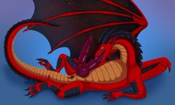 2_penises animal_genitalia animal_penis anus autofellatio big_penis cloudspotter_(character) dragon erection european_mythology feral genitals hemipenes hi_res horn intersex knot knotted_penis lying maleherm masturbation multi_genitalia multi_penis mythological_creature mythological_scalie mythology nightwing_(wof) nude on_back oral oral_masturbation oral_penetration penetration penile penile_masturbation penis pussy r-z re-re red_body red_scales scales scalie skywing_(wof) solo tail tongue western_dragon wings wings_of_fire zetsin