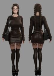1girls 3d 3d_(artwork) amulet bag beer beer_can black_choker black_glasses black_heels black_shoes blender blender_eevee braid braided_hair braided_ponytail braided_twintails braids brown_hair brown_skirt brown_socks brown_sweater choker cute ear_piercing earrings female female_focus female_only from_behind fully_clothed glasses green_eyes handbag heels high_heels huge_ass huge_breasts leather_bag lip_piercing lip_ring long_socks looking_away looking_offscreen lots_of_jewelry necklace nose_blush nose_piercing nose_ring original_character osimai pencil_skirt ring ring_piercing runa_(osimai) socks stockings sweater tall_girl thigh_highs thighhighs tight_clothing tight_skirt tight_sweater twintails
