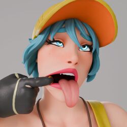 1girls 3d 3d_(artwork) 3d_model absurd_res absurdres ahe_gao ahe_gao ahegao_face blender blender_(software) blender_cycles blue_eyes blue_hair boozeshroom comet_(fortnite) cross-eyed female finger_in_mouth light-skinned_female light_skin open_mouth opening_mouth pulling_mouth solo solo_female solo_focus tongue tongue_out yellow_hat