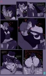 1boy 1girls big_butt breasts dialogue english_text female female_focus glasses gracie_(roarbutter) light-skinned_female light-skinned_male male original roarbutter rough_sex speech_bubble thick_thighs
