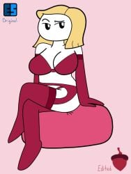 blonde_hair bra crossed_legs es_lewds large_breasts legs_crossed let_me_explain_studios lingerie mama_parham no_mouth panties rebeccas_mom red_bra red_lingerie red_panties sitting squirrellewds tagme youtube youtuber