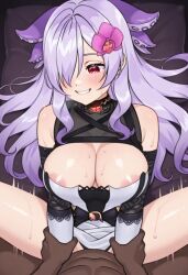 1boy 1girls ai_generated arcananug areolae big_breasts female indie_virtual_youtuber light-skinned_female light_skin long_hair penetration pov pov_male profanavtubers purple_hair virtual_youtuber vtuber