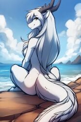 ai_generated anthro back_view dragon female lady_nora nudity sitting solo twokinds webcomic