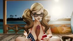 3d amateurthrowaway american_flag_bikini ann_takamaki beach bikini blender blonde_hair persona persona_5 pov pov_eye_contact sound sunglasses tagme titjob titjob_pov twintails video