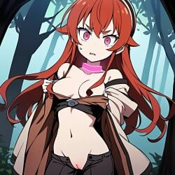ai_generated collar embarrassed eris_greyrat hypnosis mind_control mushoku_tensei no_panties pink_eyes pussy red_hair undressing zxcsuxarik3