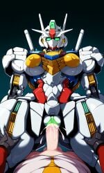 1girls ai_generated back_view being_held big_breasts breasts cumming_inside cumming_inside_pussy cumming_inside_vagina female front_view gundam gundam_aerial gundam_suisei_no_majo hand_on_butt humanoid looking_at_viewer mecha mobile_suit robot robot_girl thick_ass thick_thighs tight_ass vagina vaginal_penetration vaginal_sex