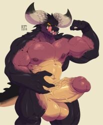 2025 2_horns 5_fingers abs absurd_res anthro balls big_balls big_horn big_penis black_body black_scales circumcised claws english_description erection fingers fist flexing genitals hi_res horn humanoid_genitalia licking licking_lips male muscular muscular_anthro muscular_arms muscular_male muscular_thighs nergigante penis scales scalie sharkboi sharp_teeth simple_background solo standing tail teeth tongue tongue_out vein veiny_arms veiny_penis white_background white_claws yellow_eyes