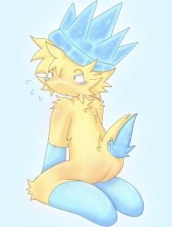 armwarmers ass ass_out crown cute fluffy fluffy_hair fluffy_tail forsaken forsaken_(roblox) gloves itrapped_(forsaken) roblox robloxian socks soft_shading tag_me tail thigh_highs yellow_skin