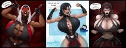 2d abs angry bi-han big_ass big_breasts big_thighs black_background black_hair black_lipstick breasts busty dark-skinned_female dark_skin face_tattoo fighting_game fighting_stance gloves hourglass_figure jataaka kia_(mortal_kombat) lace latex leather leather_clothing long_hair midway midway_games mortal_kombat mortal_kombat_mythologies:_sub-zero muscular navel netherrealm_studios ohmaddoge pale_skin red_eyes sareena silver_hair sword tagme tan_body tattoo tattoos voluptuous warner_brothers white_hair wide_hips