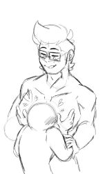 blush blush_lines bwabwamoonie chance_(date_everything) d20 date_everything glasses hearts_around_head male muscular muscular_male pec_grab pec_grasp pec_grope pec_smothering pec_squeeze pec_squish pecs pectoral_grab pectorals self_insert sketch smile smug smug_expression smug_face smug_grin smug_smile y/n