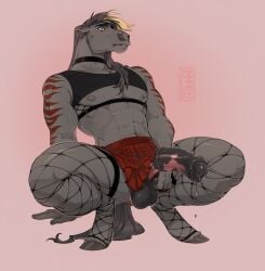 1boy animal_genitalia animal_penis anthro balls blue_eyes bottomwear choker clothed clothing clothing_lift crop_top crouching digital_media_(artwork) equid equine equine_genitalia equine_penis erection erection_under_skirt feminine feminization fishnet_clothing fishnet_legwear fishnet_thigh_highs furry genitals hi_res hooves horse jewelry legwear male mammal medial_ring muscular muscular_anthro muscular_male necklace nervous nipples penis pink_background raised_bottomwear raised_clothing raised_skirt shirt simple_background skirt skirt_lift solo tail thigh_highs topwear zilya-lya