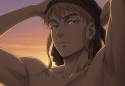 16:9 ai_generated armpit armpits arms arms_above_head arms_up bandana bangs bare_shoulders blonde_female blonde_hair blonde_hair_female blue_eyes female female_focus female_only fit_female light-skinned_female looking_at_viewer mature_female mature_woman muscle_mommy naked naked_female nordic nordinex5 norse_woman nude nude_female pale-skinned_female seductive seductive_eyes seductive_look seductive_pose seductive_smile solo solo_female solo_focus stable_diffusion strong_woman toned toned_body toned_female topless topless_female upper_body viking_female vinland_saga ylva_(vinland_saga)
