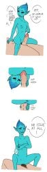 anus black_eyes blue_body blue_hair blue_pussy blue_skin bodily_fluids crossed_arms duo english_text fairy female genitals hair hi_res holding_penis human humanoid humanoid_pointy_ears insect_wings large_insertion male male/female mammal painful_vaginal penetration penile penile_penetration penis penis_in_pussy pointy_ears pubes pussy ramul sequence simple_background size_difference tears text vaginal_penetration vaginal_penetration white_background wings