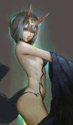 1girls fate/grand_order fate_(series) female grey_hair horns hu_dako oni oni_female short_hair shuten_douji_(fate) thin