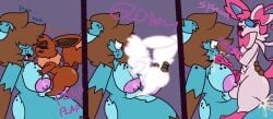 absurd_res anal anthro anthro_on_feral blue_body blue_fur bodily_fluids brown_body brown_fur chibi_(chibitay) chibitay cum cum_in_ass cum_in_mouth cum_inside eevee eeveelution evolution evolution_(transformation) evolution_through_sex feral fur generation_1_pokemon generation_6_pokemon genital_fluids genitals gynomorph hi_res intersex interspecies knot knotted_penis male nintendo penis pink_body pink_fur pokemon pokemon_(species) pokephilia ribbons_(anatomy) sylveon trans_(lore) trans_woman_(lore) transformation translynx white_body white_fur zoophilia