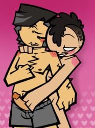2boys armpit_hair average_sized_penis blush character_(papa_louie) chest_hair chubby combover dominant_male duke_(papa_louie) fade_(haircut) flipline_studios foundgaytron gay goatee gradient_background greying_hair heart_background homosexual male mohawk older_male original_character papa_louie pink_background pink_blush reach_around red_blush salt_and_pepper_hair submissive_male tagme teasing twink wrinkles yellow_skin