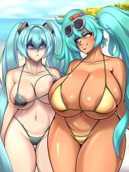 1female 1girls beach bikini blue_eyes blue_hair brazilian_miku caughtpoe female female_only hatsune_miku huge_breasts jpg large_breasts solo solo_female tagme twitter_link