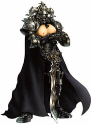 areola armor breasts breasts_out cape erect_nipples female helmet horns nipples no_bra pauldrons perky_breasts shiny small_areola small_breasts small_nipples solo sword unconvincing_armor vip_quality weapon white_background